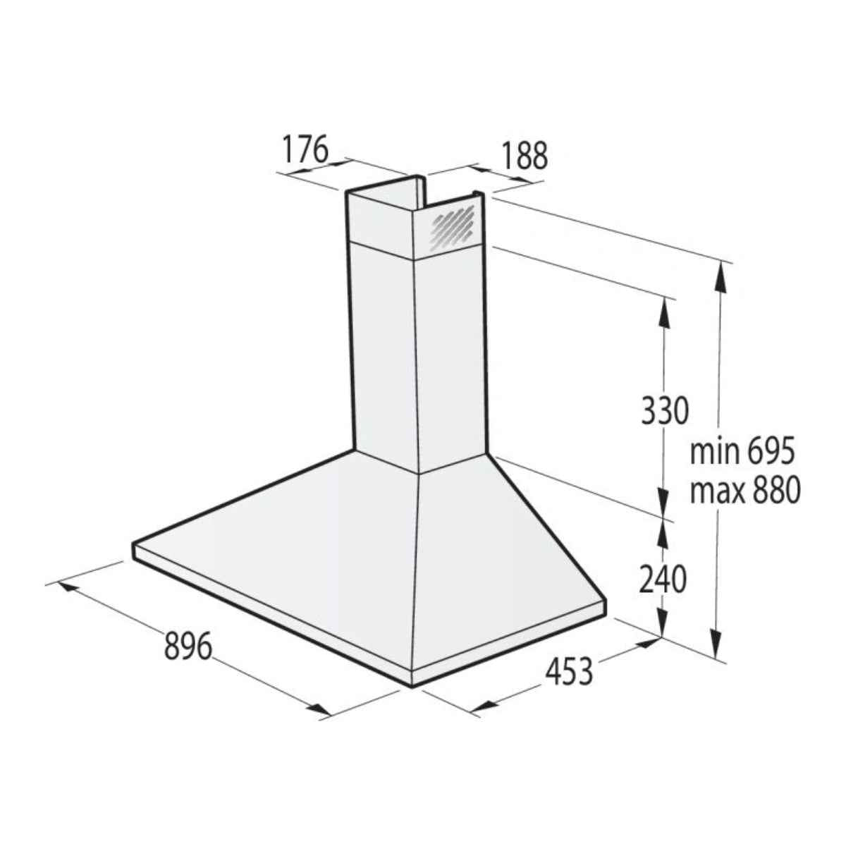 Gorenje WHC924EX Built-In Pyramid Hood – 90 cm, Stainless Steel