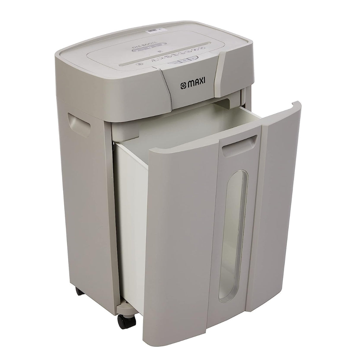 Maxi Micro Cut Shredder MX-DM800M – High Security Micro-Cut, 8-Sheet Capacity, 2×12mm Shred Size, 15L Bin, P-5 Security Level, Black/Grey