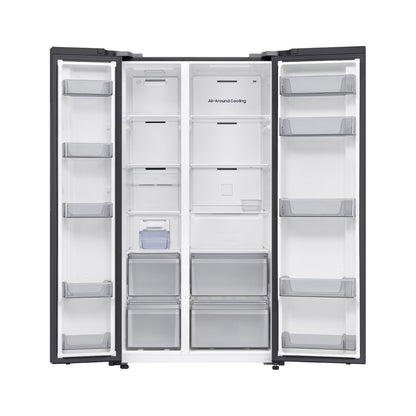 Samsung  RS90F Basic 655 Liters Bespoke AI Side-by-Side Refrigerator RS70F65Q1FAE Black Doi Color with AI Energy Mode, Water Dispenser, Inox, Digital Inverter,