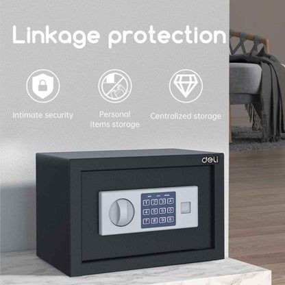 Deli T520 Fireproof Safe, Digital Safe Box with KeyT520 Full Metal Body 4.1kg (20x31x20cm) Black