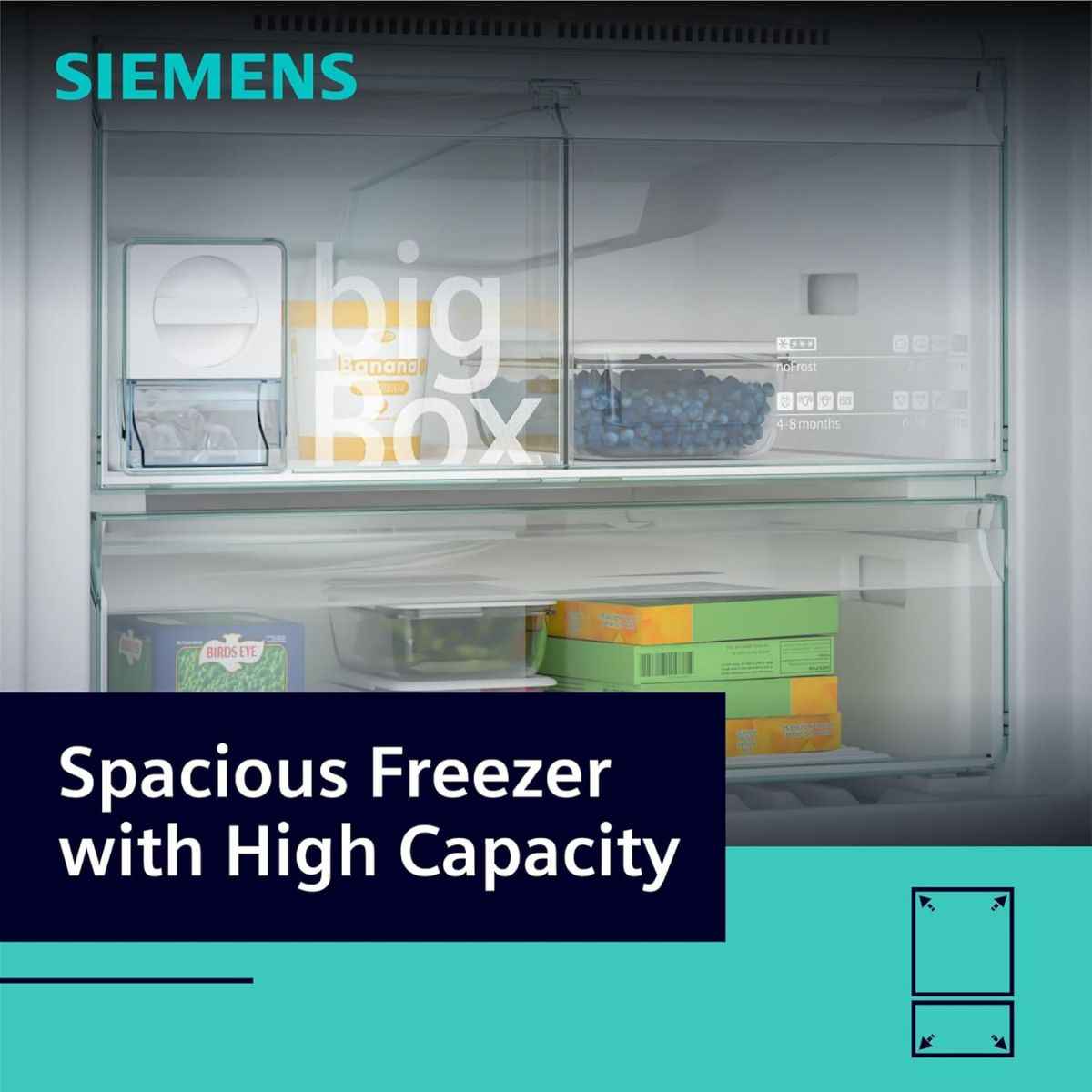 Siemens 680L+XXL Freestanding Bottom-Freezer Refrigerator iQ300 Series – KG86NAI31M,  Capacity, NoFrost & HyperFresh Plus