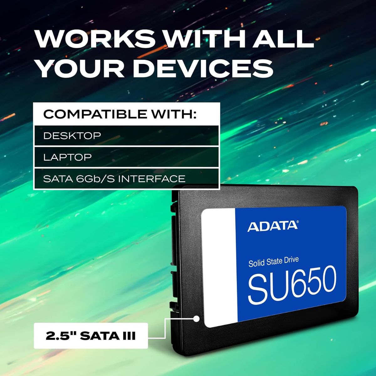 ADATA Ultimate SU650 512GB Internal SSD, 2.5-Inch SATA III Solid State Drive, 3D NAND Flash, High-Speed Storage Upgrade | ASU650SS512GTR
