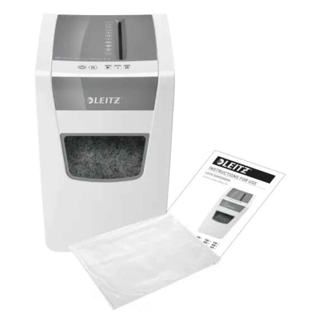 Leitz IQ Slim Home Office Paper Shredder P4 – Cross Cut, 10 Sheets, 23L Bin, Quiet Operation