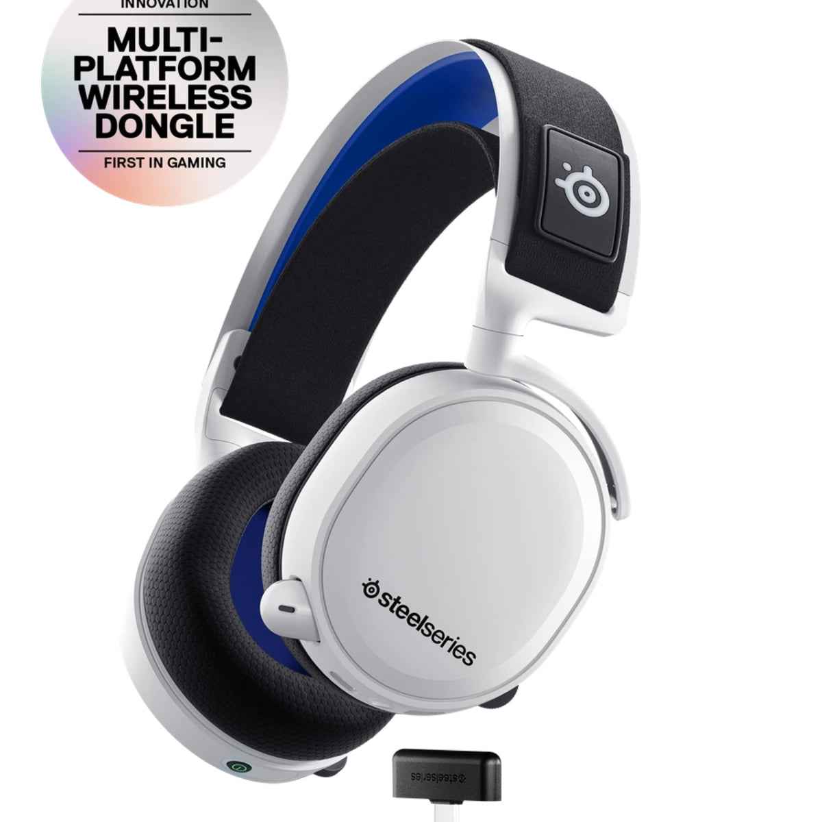 SteelSeries Arctis 7 Plus Wireless Gaming Headset – White | Multi-Platform 2.4 GHz, 30-Hour Battery