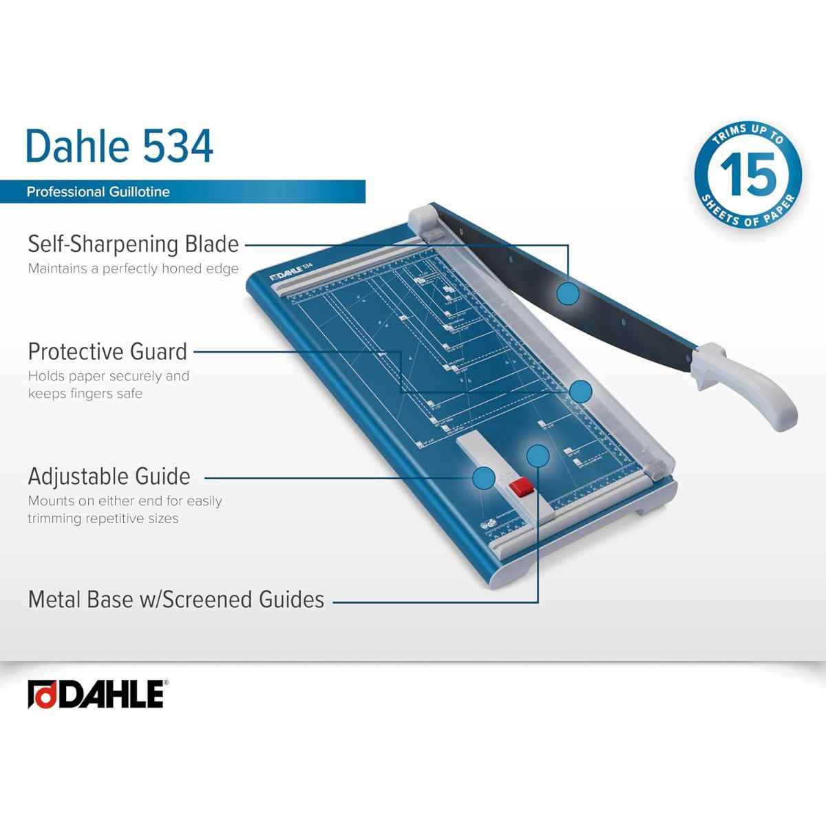 Dahle 534 Craft Creative A3 Self-Sharpening Stack Paper Guillotine Trimmer | Blue | DHL 00534-21249