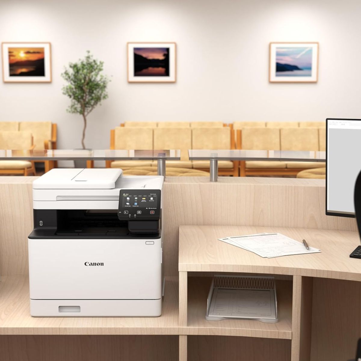 Canon i-SENSYS MF754Cdw AIO Colour Laser Printer – Print, Scan, Copy, Fax, 33ppm, 1200 × 1200 dpi, 5” Touch LCD, WiFi, Duplex Printing, White | 5455C009
