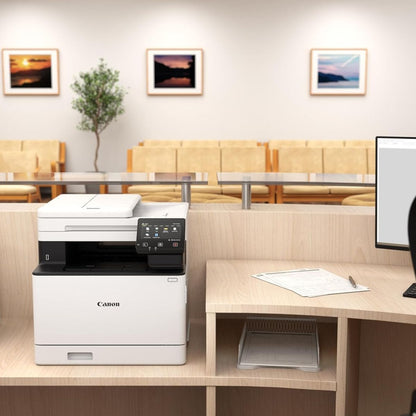 Canon i-SENSYS MF754Cdw AIO Colour Laser Printer – Print, Scan, Copy, Fax, 33ppm, 1200 × 1200 dpi, 5” Touch LCD, WiFi, Duplex Printing, White | 5455C009