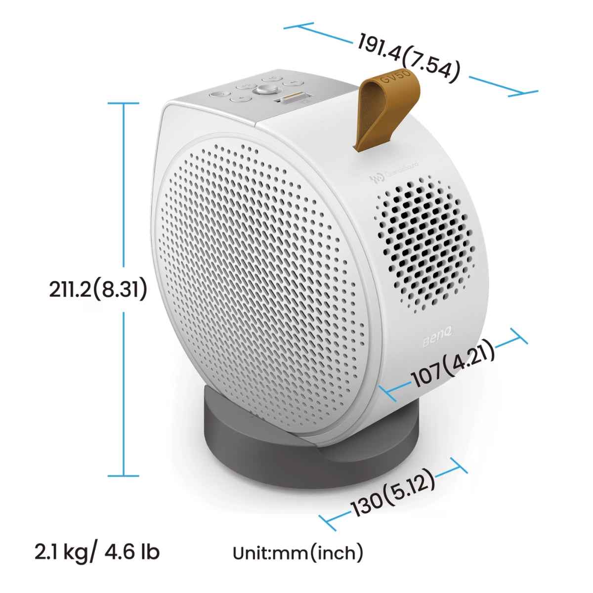 BenQ GV50 Portable Smart Laser Projector – 1080p Full HD, 500 ANSI Lumens, Google TV, Bedside Ceiling Projection, Wireless Streaming | GV50