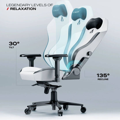 Cybeart Arctic White APEX 2.0 Gaming Chair | Endura Nappa Leatherette | 4D Lumbar & Armrests | 135° Recline | 150kg | GC-PUAPEX-09