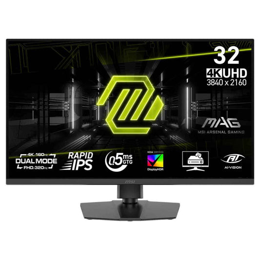 MSI MAG 322URDF E16 Gaming Monitors, 32" Rapid IPS Display, 4K UHD @ 160Hz, FHD @ 320Hz, 0.5ms (GtG) Response Time, DisplayHDR 400, Adaptive-Sync, Black