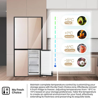 Hisense RQ5G470SBK3 Cross Door Refrigerator | 457 Litres | My Fresh Choice | Dual-Tech Cooling | Bottom Cooling System | Khaki Glass