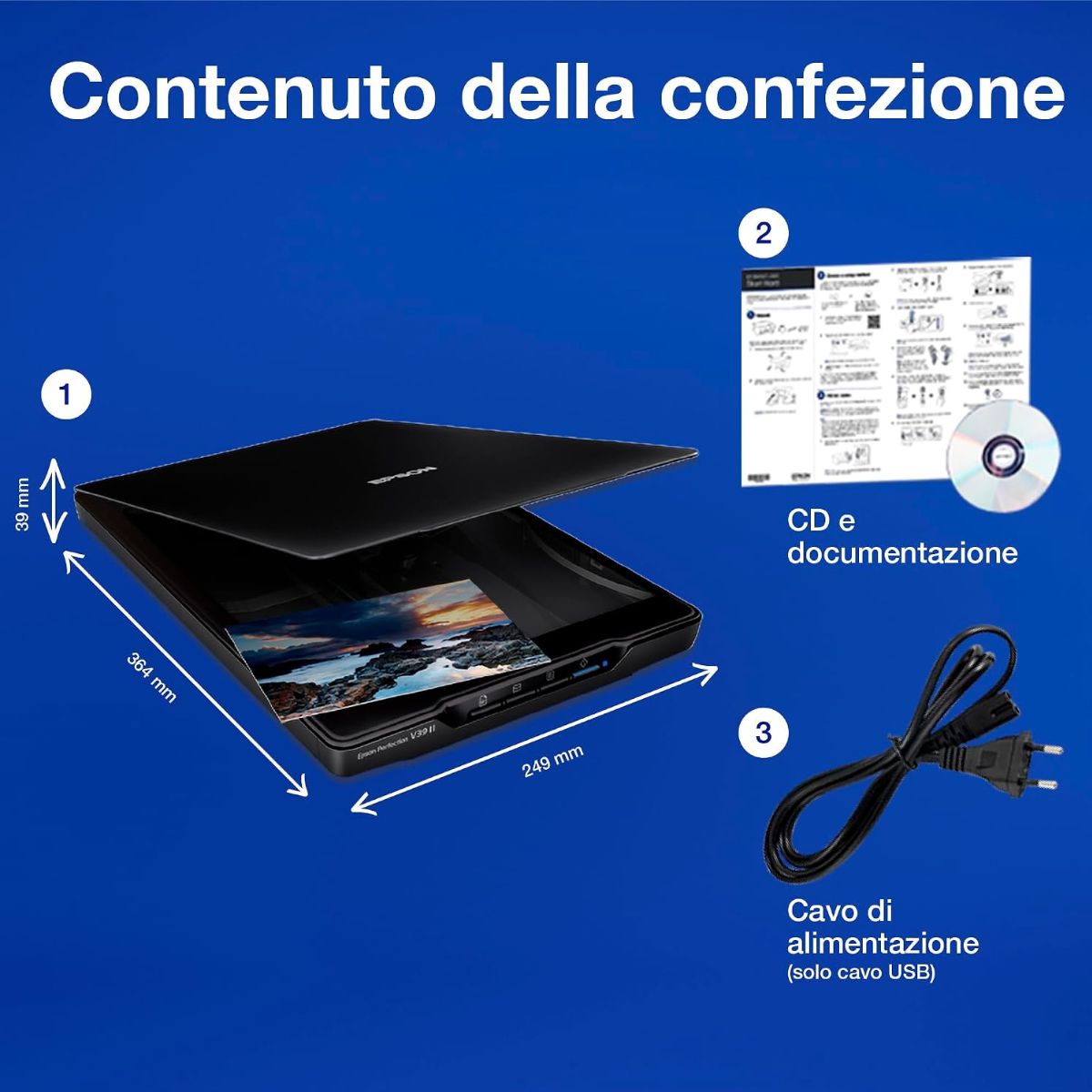EPSON Perfection V39II Photo & Document Scanner | A4 Flatbed Scanner | 4800 dpi | USB Powered | OCR | Scan to PDF & Cloud