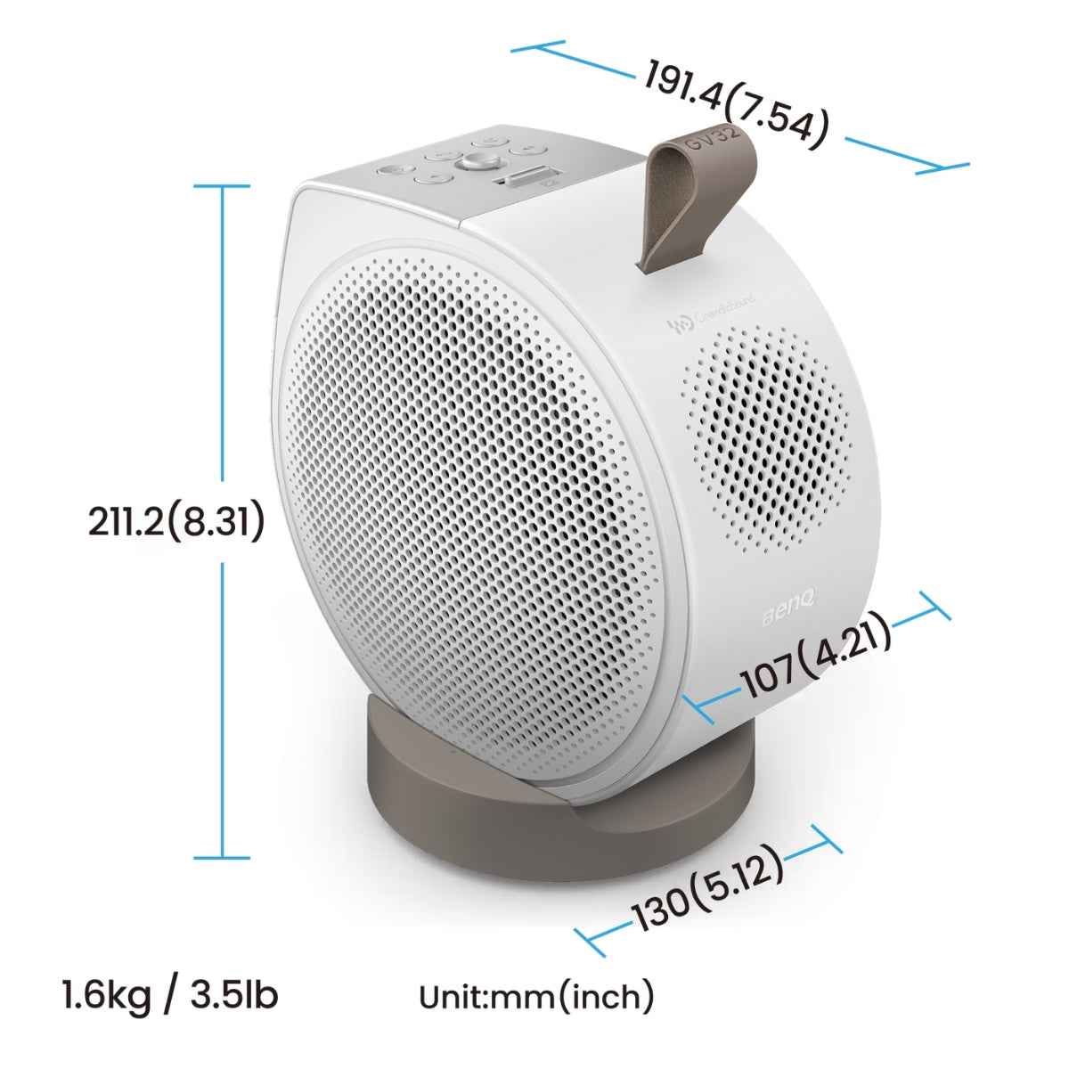 BenQ GV32 Portable Smart Projector – 1080p Full HD, 500 ANSI Lumens, Google TV, Bedside Ceiling Projection, Built-in Speakers, Wireless Streaming | GV32