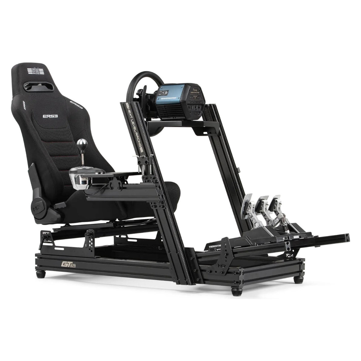 Next Level Racing ERS3 Elite Reclining Seat Fabric & SIMAERO Mesh Edition, Robust Double Seat Recliner Mechanism, Coupled with Durable Materials, Lumbar Support, Black | NLR-E052