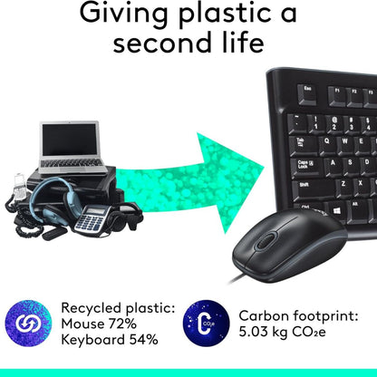 Logitech MK120 Wired Keyboard and Mouse Combo | Full-Size Keyboard | Optical USB Mouse | English/Arabic Layout | Black | 920-002546