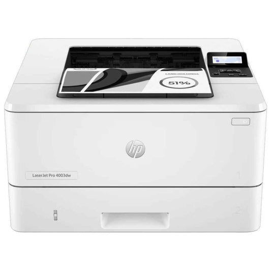 HP LaserJet Pro 4003dw A4 Laser Printer, LCD Display, Up to 40ppm Print Speed, 1200x1200 dpi Resolution, Up to 80000 Pages Duty Cycle, USB,Ethernet,Wi-Fi, White | 2Z610A
