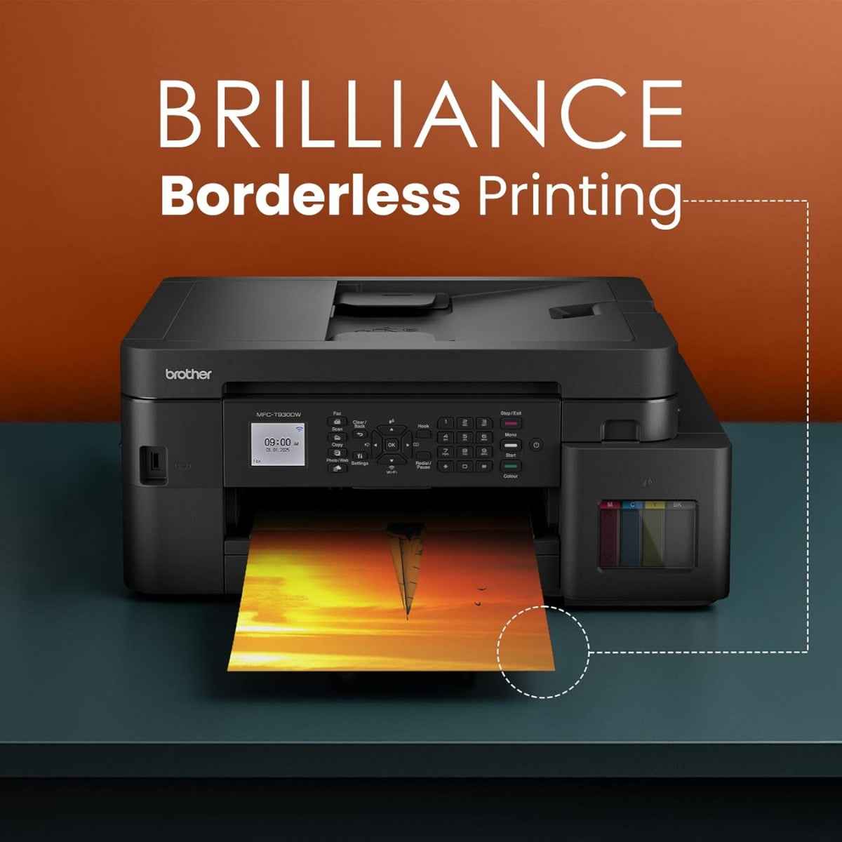 Brother MFC-T930DW Ink Tank Printer, Up to 1200 x 6000 DPI, 17 IPM Print Speed, Auto 2-Sided Duplex Printing, 20 Sheets Auto-Document Feeder, WiFi, WiFi-Direct, USB 2.0, LAN, Black | MFC T930DW