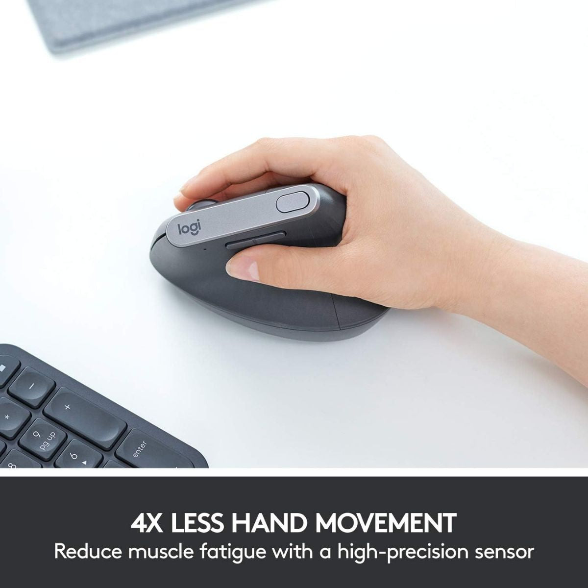 Logitech MX Vertical Advanced Ergonomic Mouse, Wired & Wireless Bluetooth Connectivity, Advanced Optical Tracking, Natural Handshake Position, Black | 910-005448 / 910-005447 (Unit with Box)