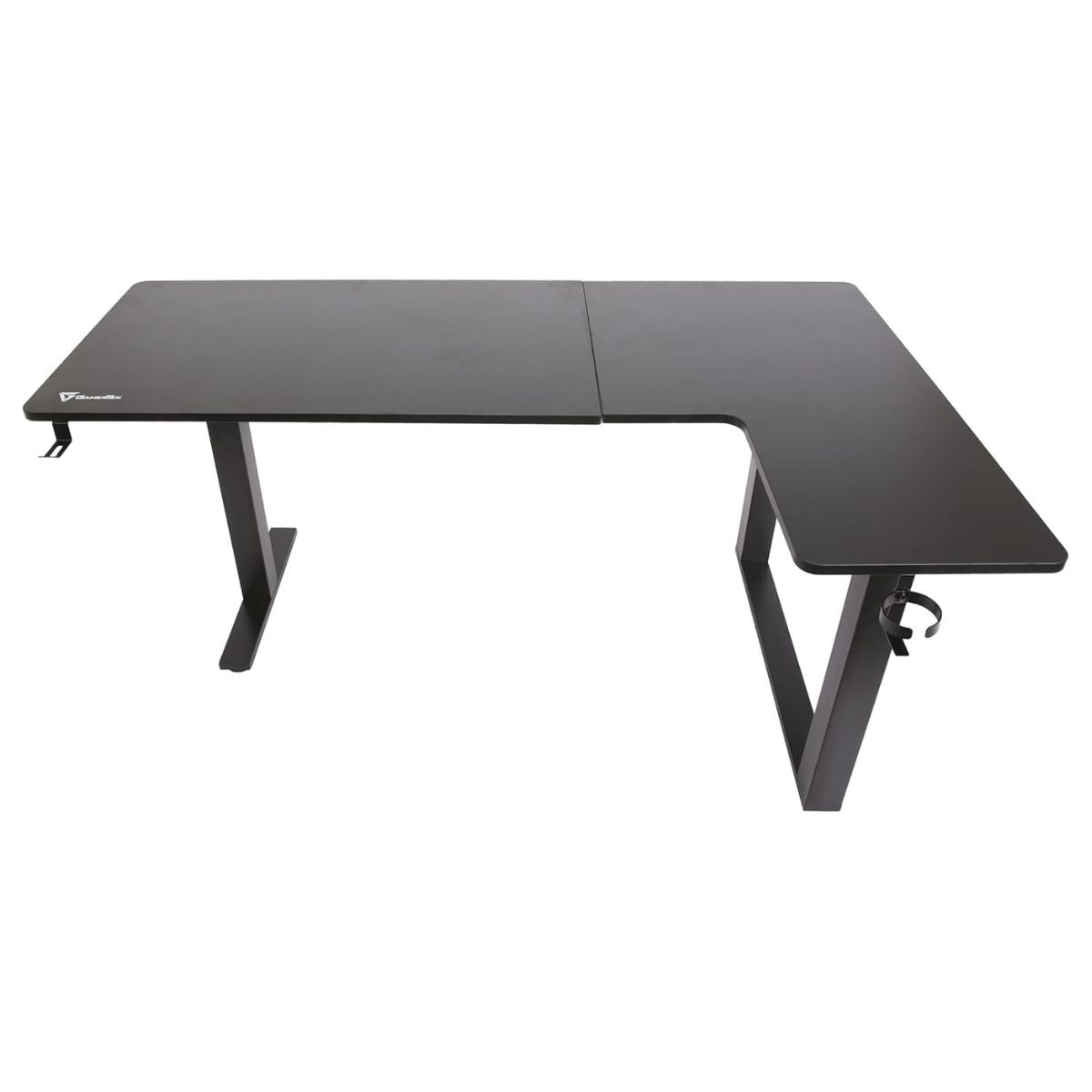 GamerTek Gaming Desk Alpha Pro RGB Flexi Corner Gaming Desk – 160x100cm, Carbon Fiber Texture, L-Shape Design, Black