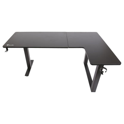 GamerTek Gaming Desk Alpha Pro RGB Flexi Corner Gaming Desk – 160x100cm, Carbon Fiber Texture, L-Shape Design, Black