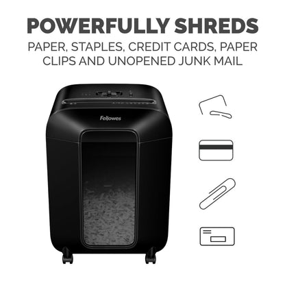 Fellowes Powershred LX85 Cross-Cut Shredder | P-4 | 12-Sheet Capacity | 4 × 40mm | 5-Gallon Bin | Black | 4400401