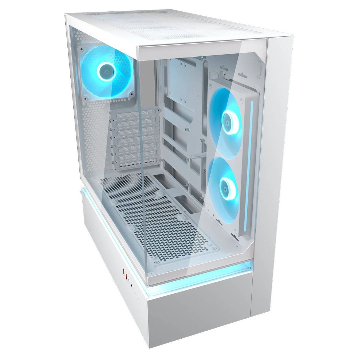 Cougar CFV235 ATX Mid-Tower Computer Case, Unity 240mm Reverse ARGB Fan + 120mm ARGB Fan, Panoramic Glass, Vertical GPU Support, White | 382DA40.0002