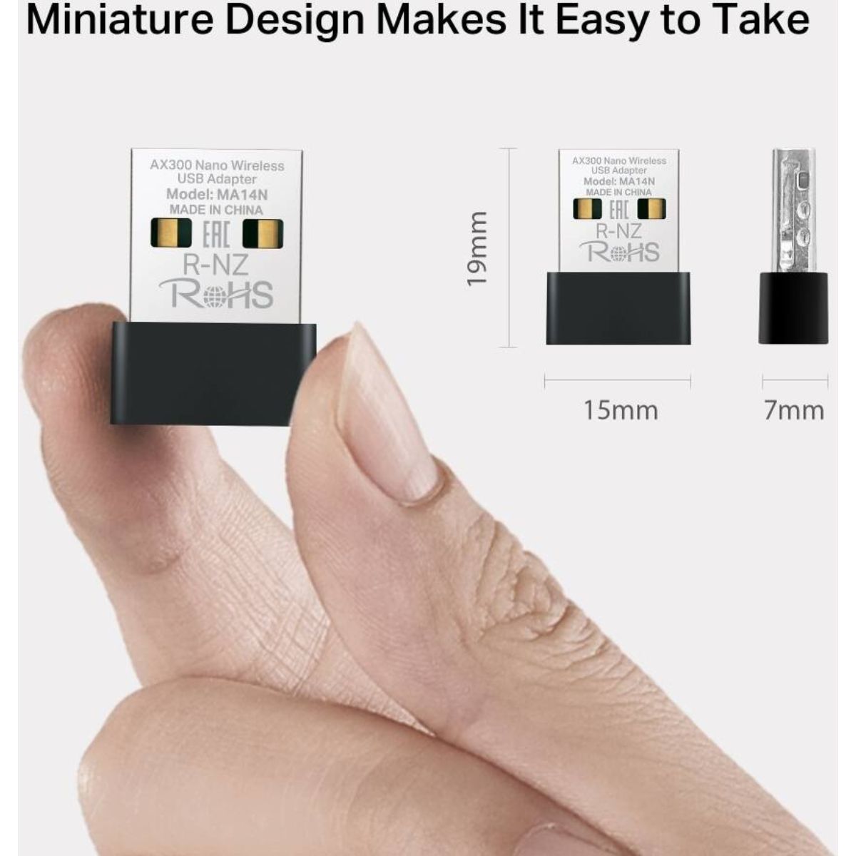 MERCUSYS MA14N AX300 Nano Wi-Fi 6 USB Adapter | 287 Mbps 2.4 GHz | USB 2.0 | MU-MIMO | Windows & Linux