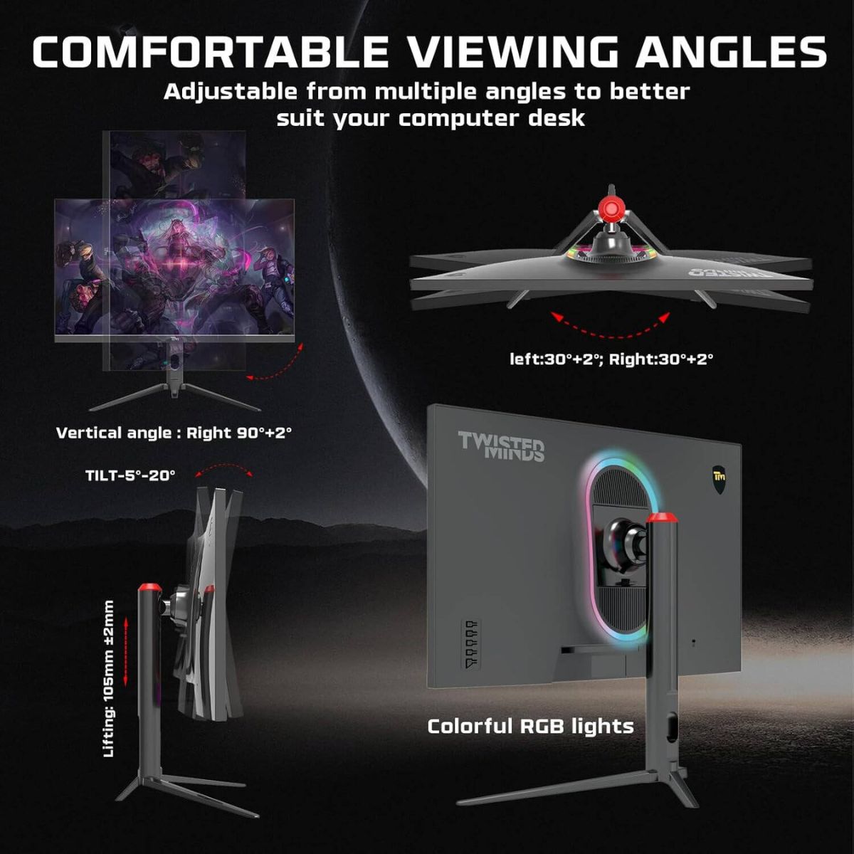 Twisted Minds Supreme Series 27'' Gaming Monitor – FHD IPS, 280Hz, 0.5ms, HDR Ready | TM27FHD280IPS