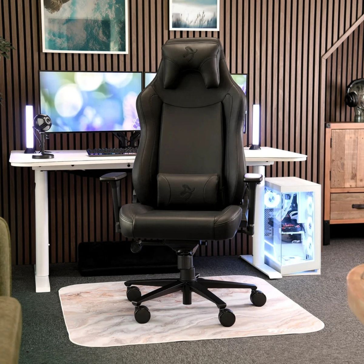 Arozzi Vernazza XL Soft PU Leather Ergonomic Office & Gaming Chair | High Backrest | Reclining | Adjustable Lumbar & Neck Support | Black