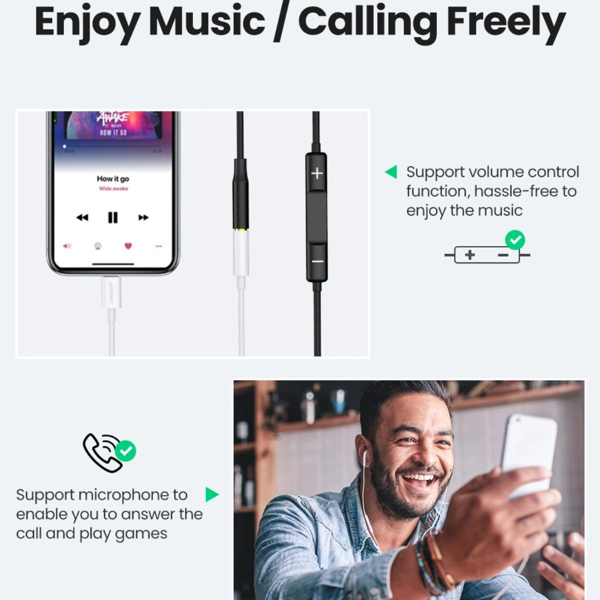UGREEN US212 Lightning to 3.5mm Adaptor | MFi Certified | 30759