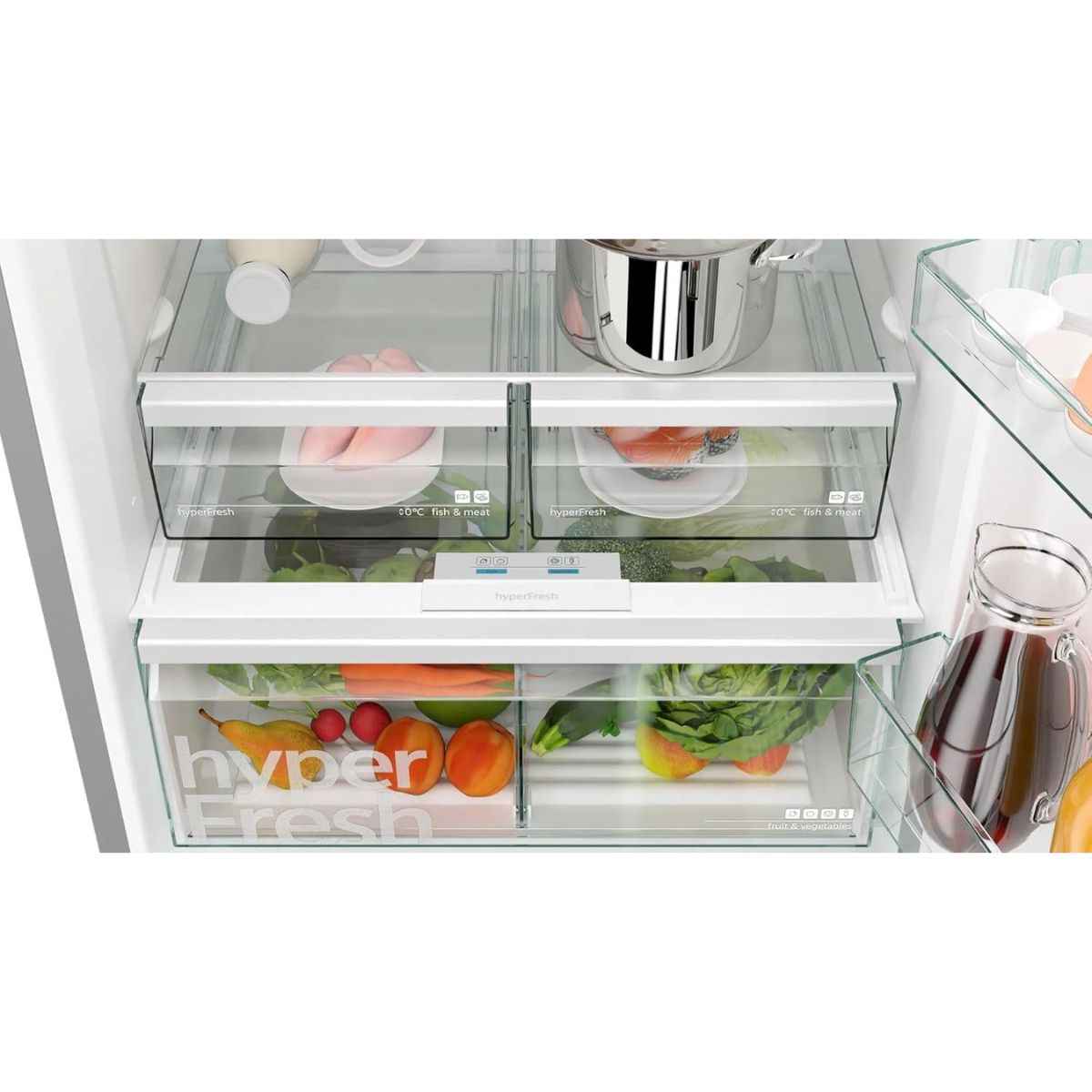 Siemens iQ300 578L Bottom-Mount Freestanding Refrigerator – Silver Inox, No Frost, Multi Airflow &amp; Super Cooling