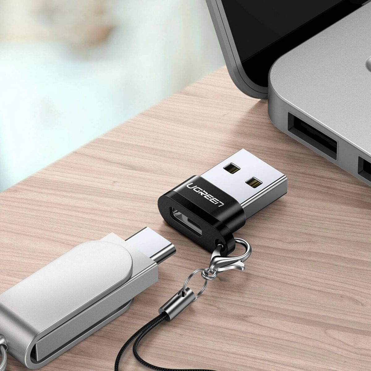 UGREEN US280 USB-C Female to USB-A 2.0 Male Adapter | 480Mbps | Aluminum Alloy | Black | 50568