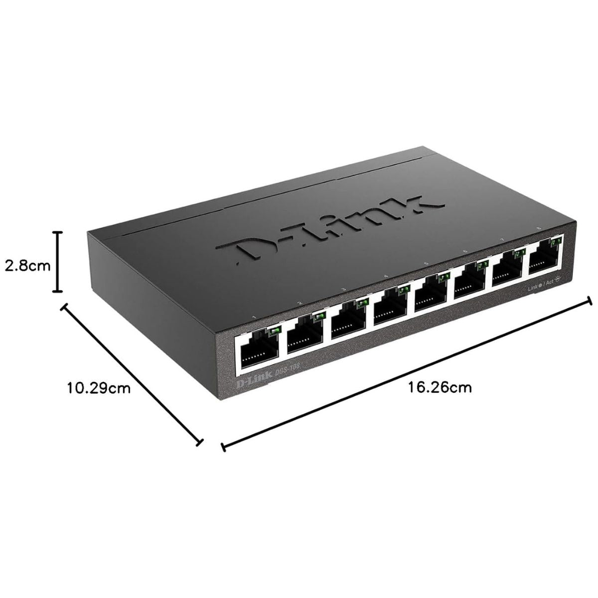 D-Link DGS-108 Unmanaged Switch – 8-Port Gigabit Ethernet, Plug & Play Network Expansion
