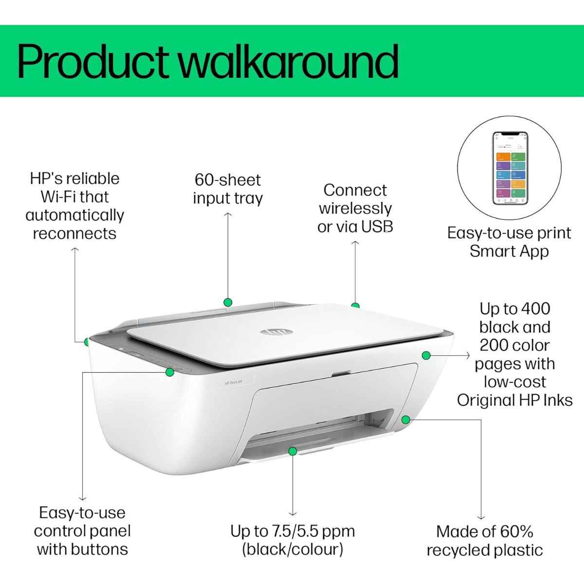 HP Ink Advantage 2876 WiFi Colour Printer - Print/Scan/Copy Ideal for Home