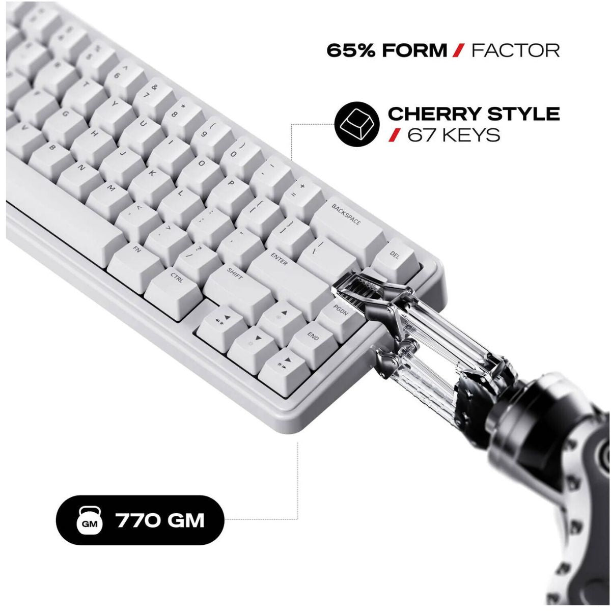 Cybeart Akula 65 Signature Edition Gaming Keyboard – 65% Compact Layout, Pre-Lubed Mechanical Switches, Hot-Swappable Keys, RGB Backlighting, Tri-Mode Connectivity