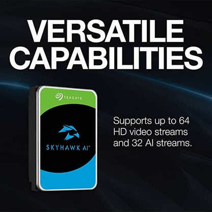 Seagate 10TB SkyHawk AI 7200 RPM 3.5" Internal Surveillance HDD | SATA III 6Gb/s, 256MB Cache | ST10000VE001