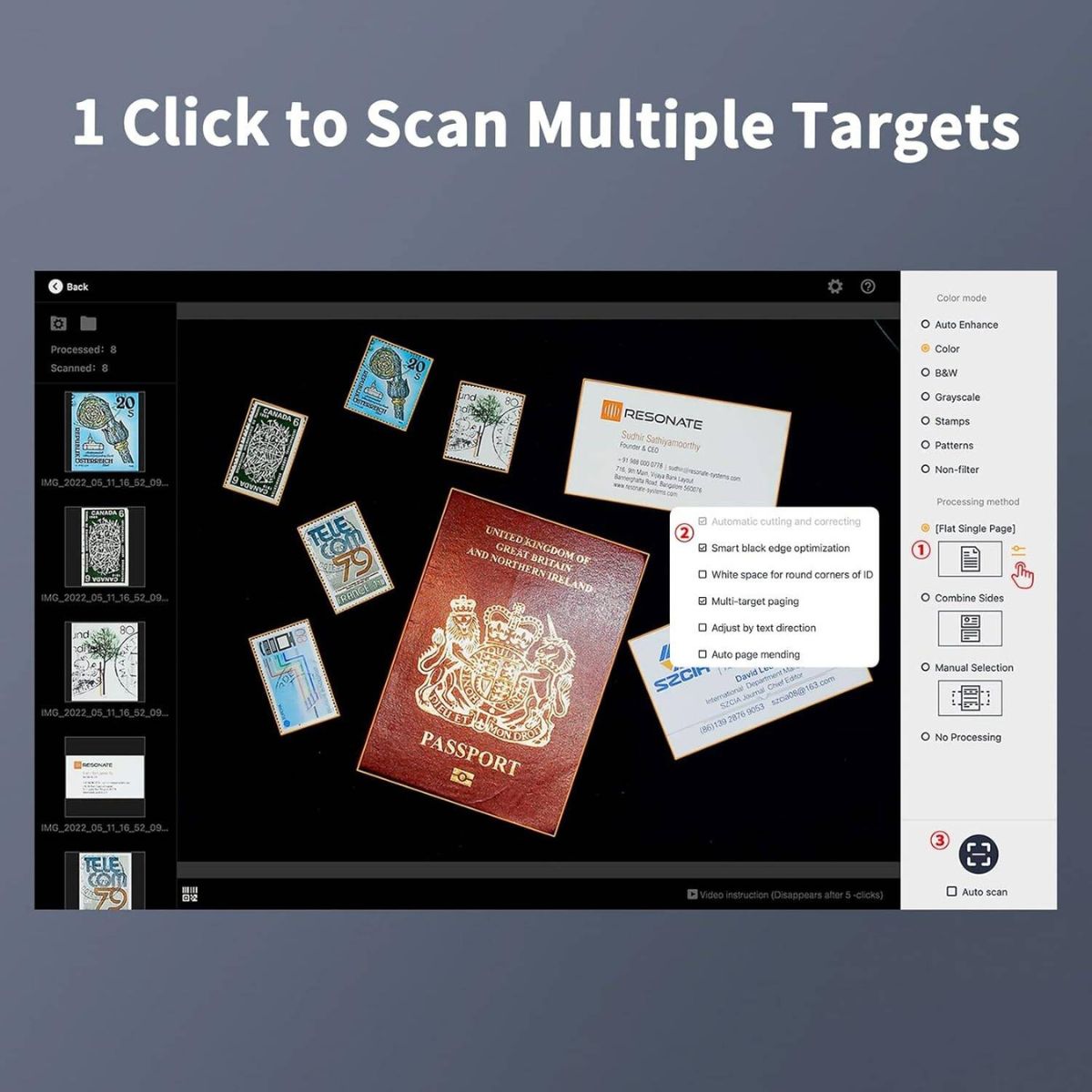 CZUR Lens 1200 Pro Portable Document Scanner, CMOS 12 megapixel, Fast Scan 1s/Page, Upto A4 Size, Easy-to-Use OCR, 4032*3024 Resolution, Mobile Scanner for Mac & Windows