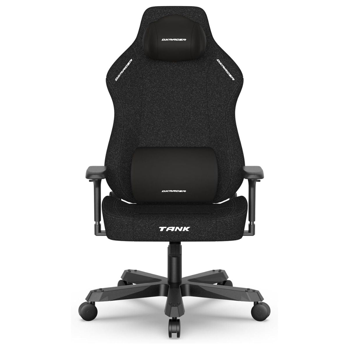 DXRacer Tank Series Gaming Chair | XXL Size | Woven Fabric Upholstery | 4D Adjustable Armrests | Magnetic Headrest & Lumbar Support | 90°–135° Reclining Backrest | Class 4 Hydraulics | Black / Gray