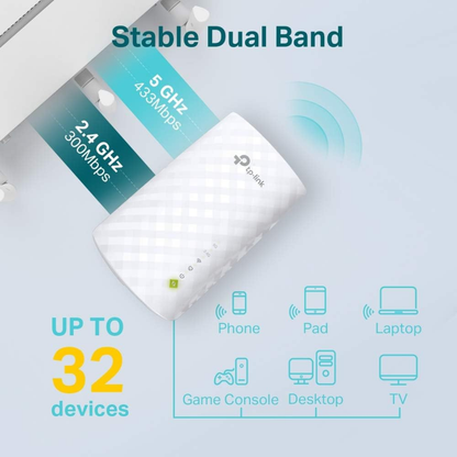 TP-Link RE200 AC750 Mesh Wi-Fi Range Extender – Dual Band, 750Mbps, OneMesh, Ethernet Port (White)