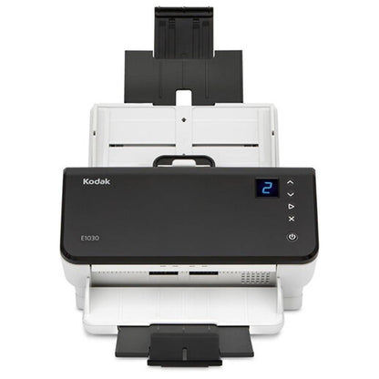 Kodak Alaris E1030 Scanner, 30 PPM Simplex & 60 IPM Duplex, 80-Page Document Feeder, 600 DPI Resolution, 24/8-Bit Color/Grayscale Depth, White/Black | 8011876