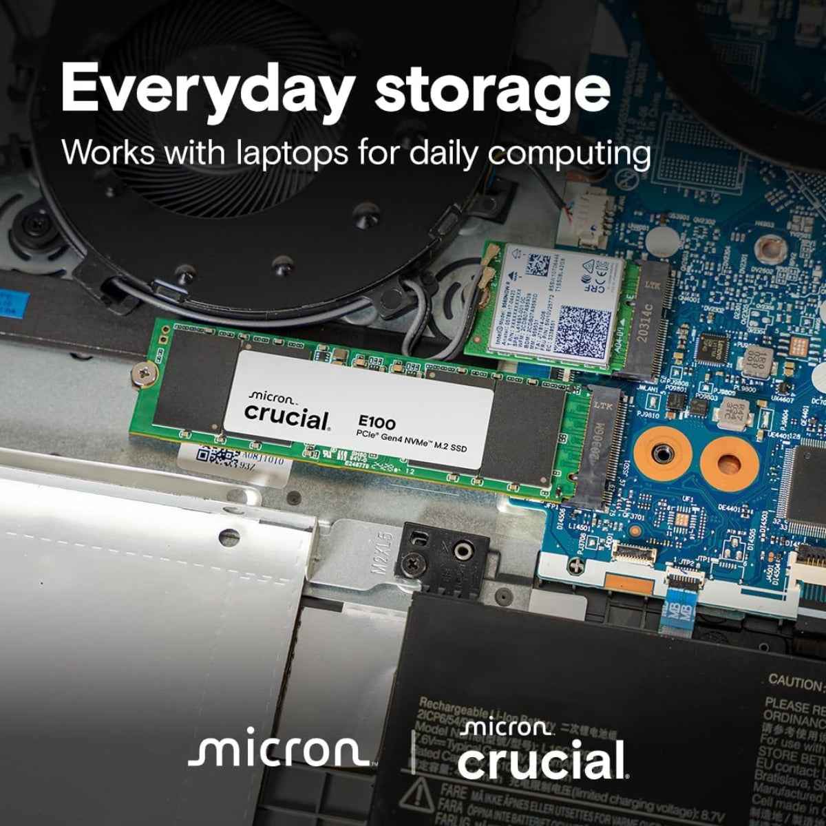 Crucial E100 SSD M.2 NVMe PCIe Gen4 Internal SSD, Up to 4,700MB/s, Laptop & Desktop Compatible