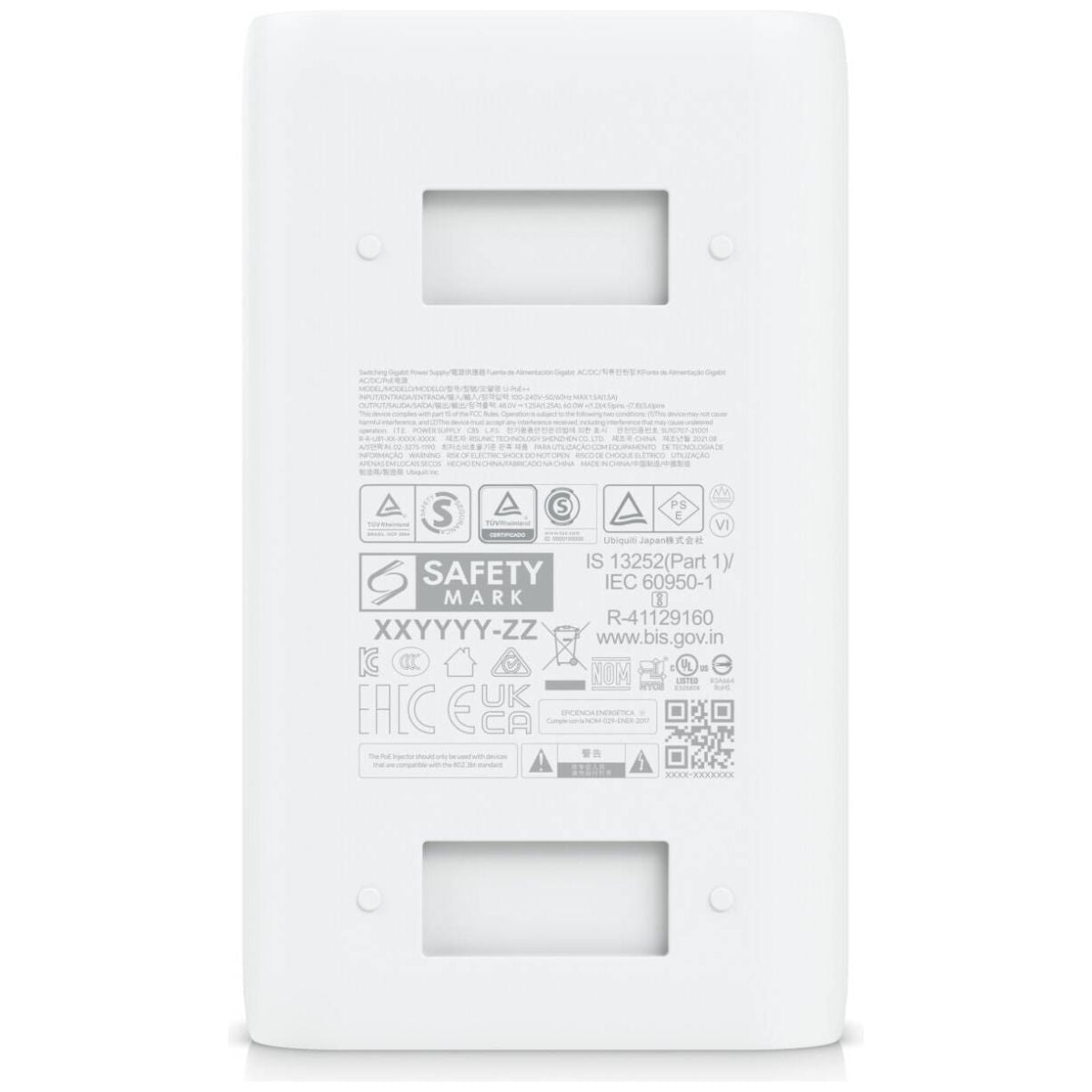 Ubiquiti PoE++ Adapter (60W), RJ45 Shielded Socket, IEC-320 C6 AC Connector, White |PoE++