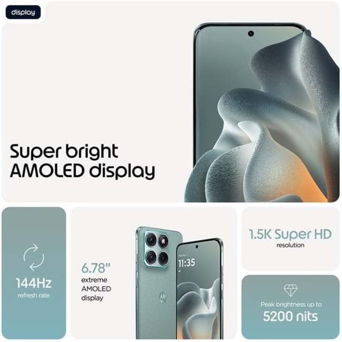 Motorola Edge 70 Fusion 5.5G Smartphone, 12GB RAM + 12GB RAM Boost, 256GB Storage, 6.8" pOLED 144Hz Display, Sony LYTIA Camera, 7000mAh Battery, IP68/IP69, PANTONE Country Air, PANTONE Blue Surf