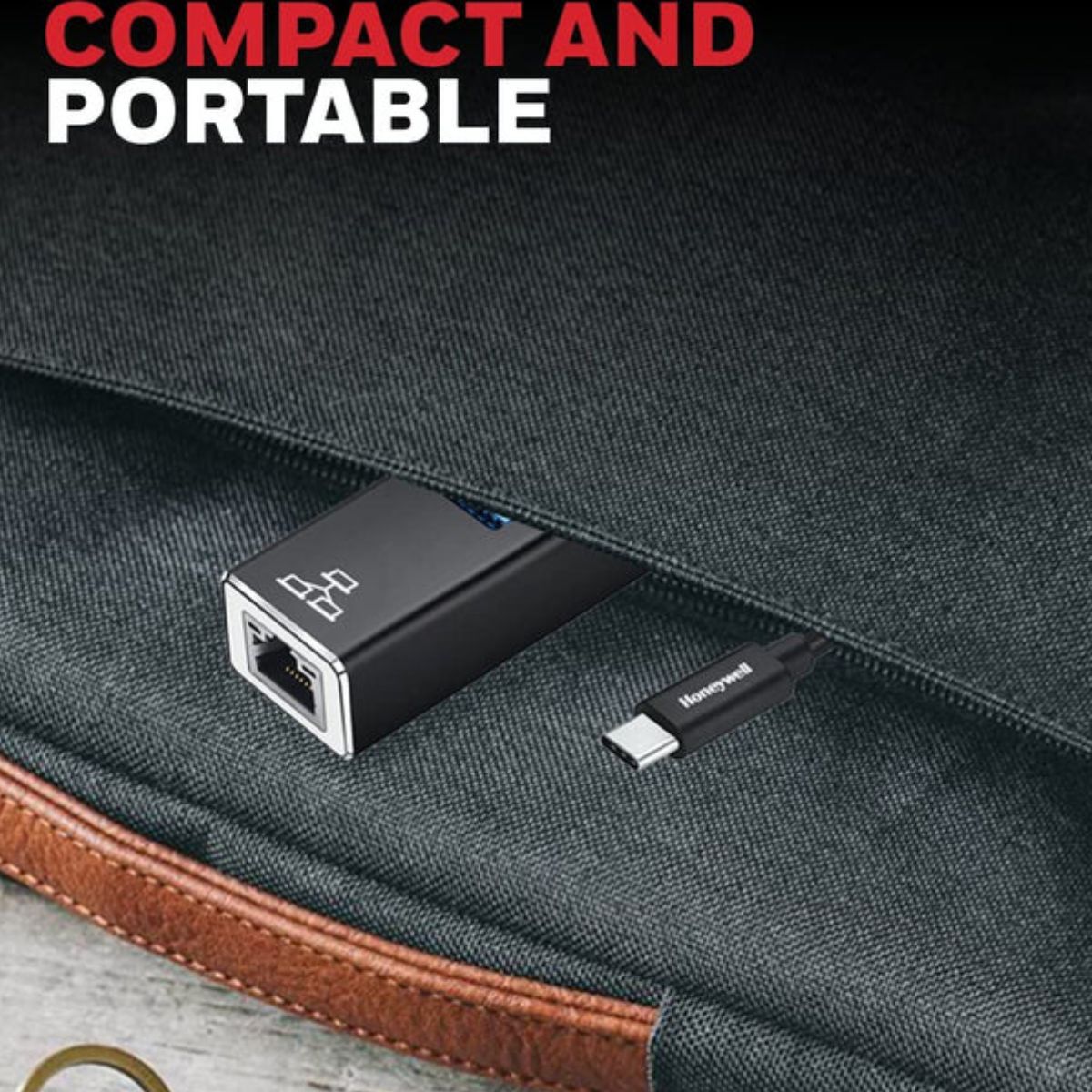 Honeywell 4-in-1 Type C 3.1 to USB 3.0 with RJ45 Gigabit Ethernet Adapter, 5GBPS, 3x3.0 USB Ports, Universally Compatible with Type C MacBooks, laptops, PCs, Tablets | HC000006/ADP/BLK