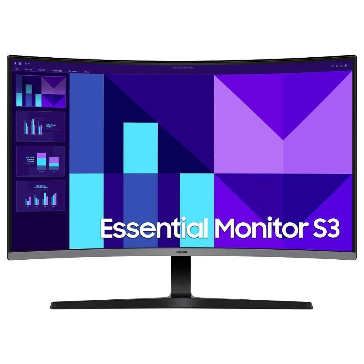 Samsung Essential S3 Curved Monitor, 32" VA Display, FHD Resolution, 100Hz Resolution, 4ms (GtG) Response Time, Eye Saver Mode, Flicker Free, 16.7m Color Support, Black