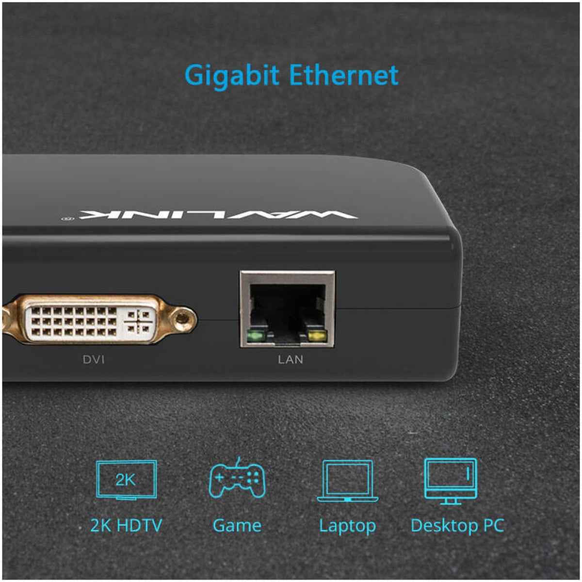 Wavlink WL-UG39DK1 Dual 2K USB 3.0 Docking Station with HDMI, DVI, Gigabit Ethernet & 6 USB Ports – Universal Dock UAE