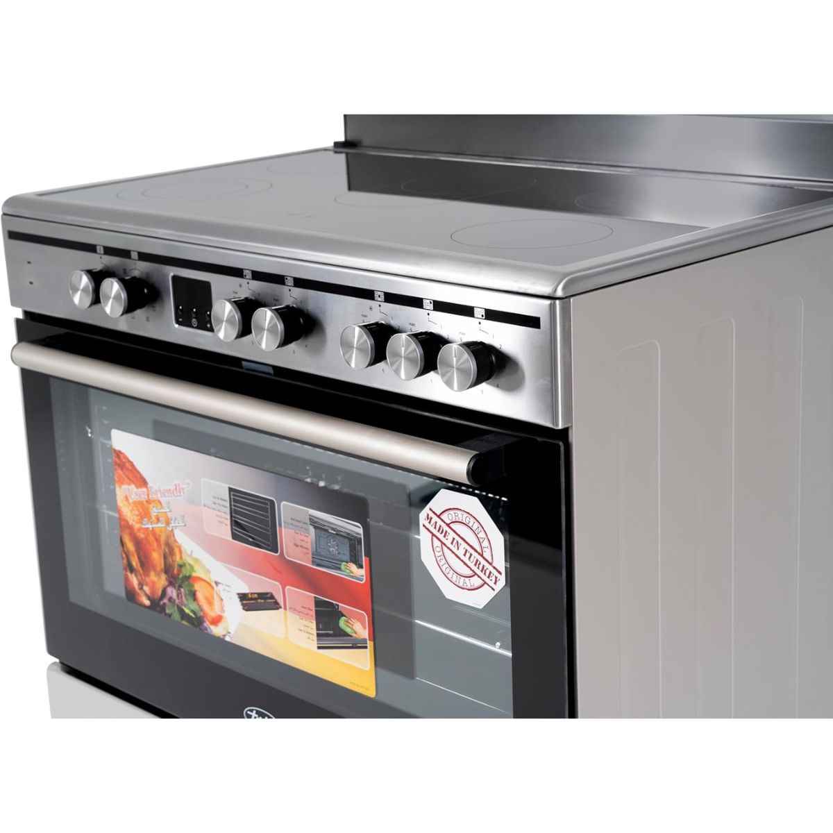 Terim TERVC96ST 90x60cm Electric Cooker – 5 Cooking Zones, 9 Oven Functions, Turbo Fan, Silver