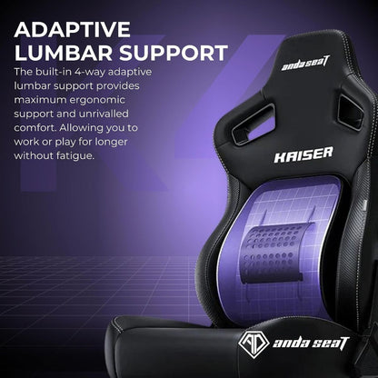 AndaSeat Kaiser 4 L Gaming Chair | Black Linen Fabric | 5D Armrests | Pop-Out Lumbar Support | 135° Recline