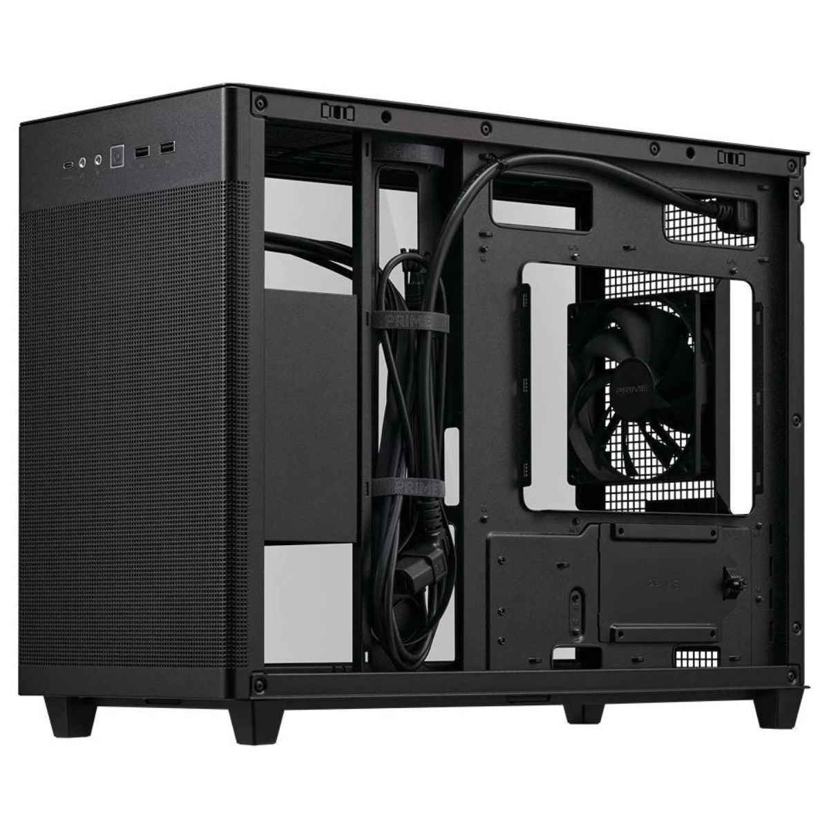 Asus Prime AP201 Tempered Glass MicroATX Computer Case, Removable Dust Filter, Up to 360mm Radiator Support, Up to 4 Fans, Black | 90DC00G0-B39010