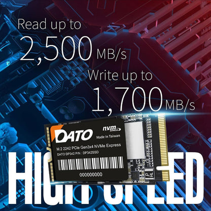 DATO DP342 512GB M.2 2242 NVMe SSD | PCIe Gen3 x4 | Up to 2500MB/s Read | 1700MB/s Write